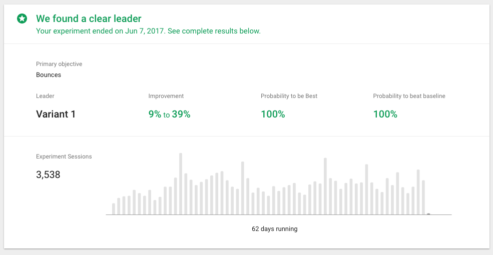 Google Optimize Reporting 1